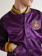 Polo Ralph Lauren - Embroidered Cotton-Blend Satin Bomber Jacket - Purple