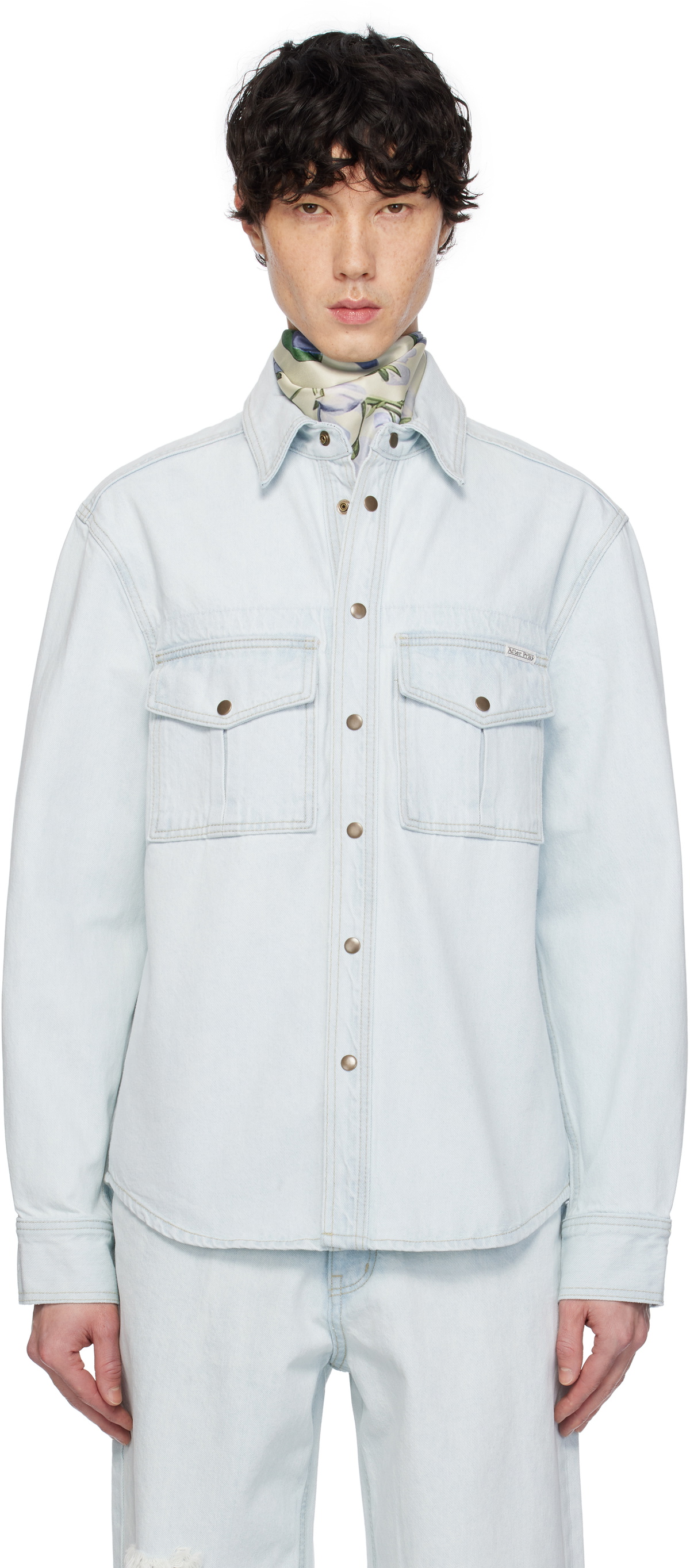 AFTER PRAY Blue Safari Pocket Denim Jacket