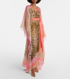 Roberto Cavalli Printed belted silk kaftan