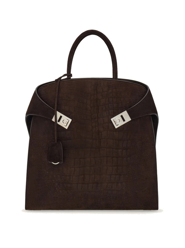 Photo: Ferragamo Mens Hug tote bag in Brown