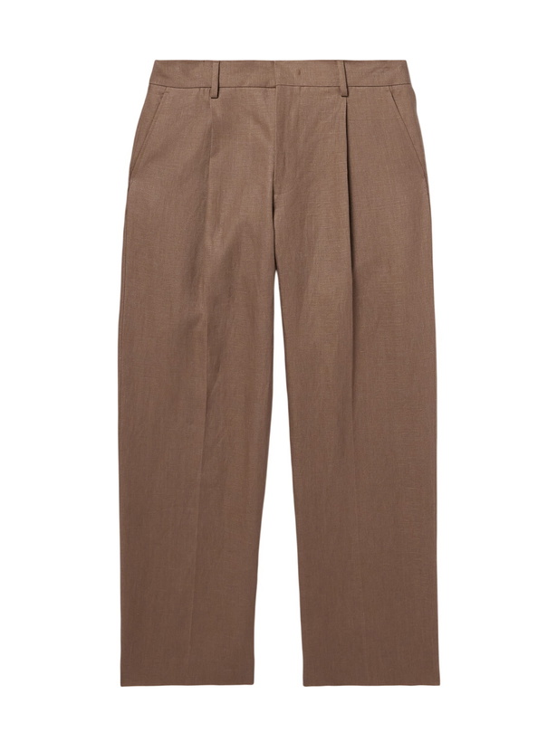 Photo: NN07 - Kay 1454 Straight-Leg Pleated Linen Trousers - Brown