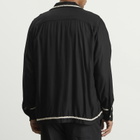 NOMARHYTHM TEXTILE Men's Trim Embroidery Open Collar Shirt in Black