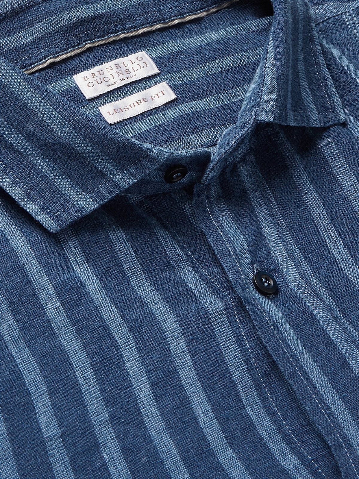 BRUNELLO CUCINELLI - Striped Linen Shirt - Blue Brunello Cucinelli
