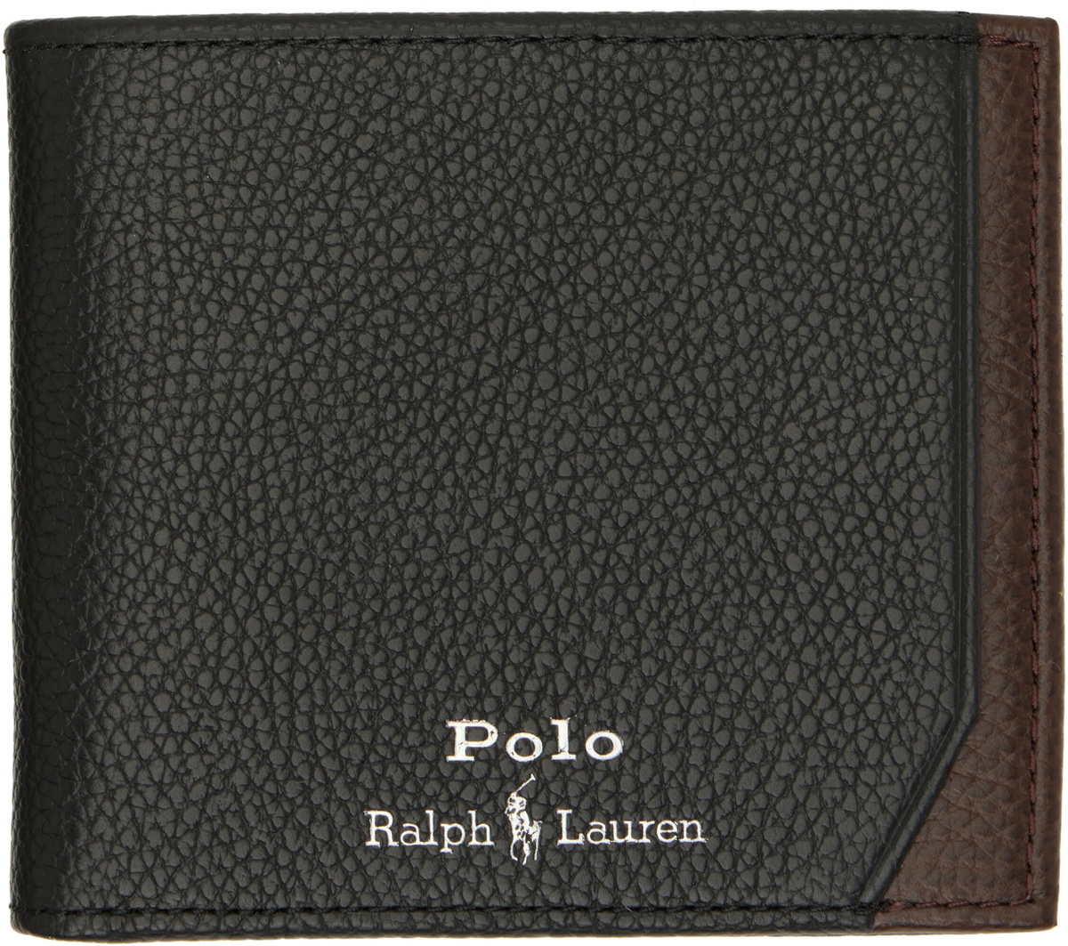 Polo Ralph Lauren Black & Brown Pebble Leather Billfold Wallet