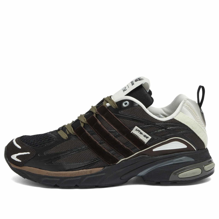 Photo: Adidas x SFTM Adistar Cushion Sneaker in Core Black/Dark Brown/Earth Strata