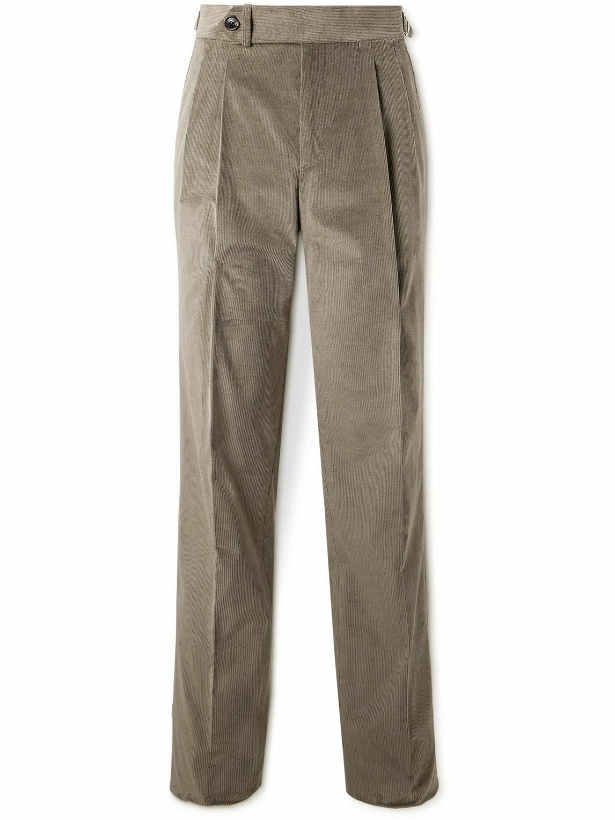 Photo: Purdey - Straight-Leg Pleated Cotton-Blend Corduroy Trousers - Brown