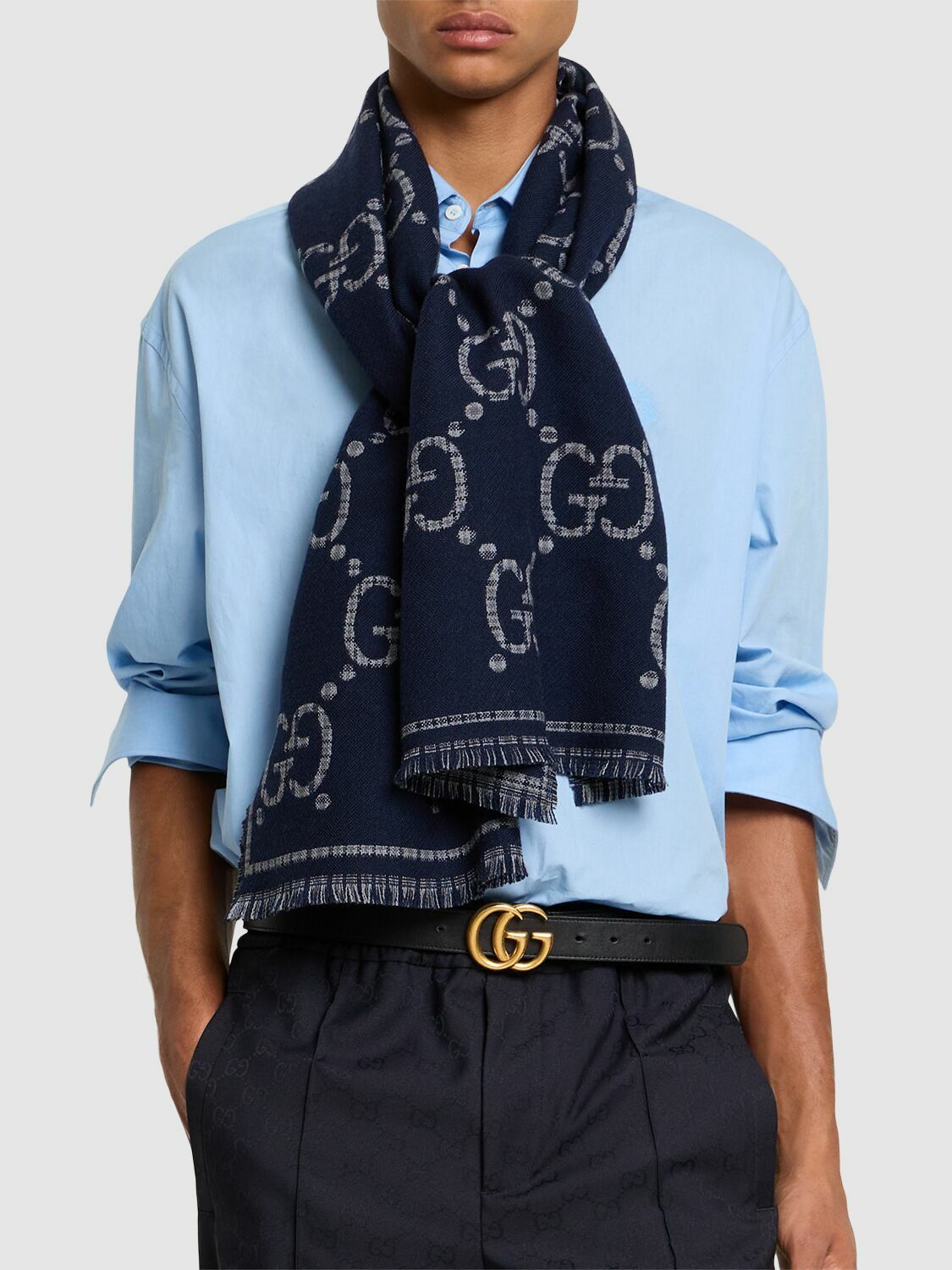 GUCCI Gg Wool Jacquard Scarf Gucci GUCCI Gg Wool Jacquard Scarf Gucci