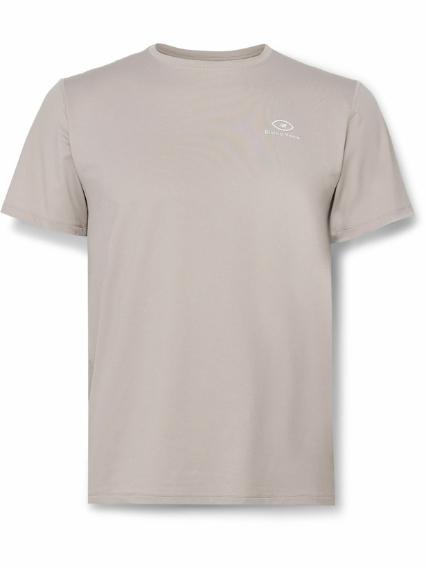 Photo: DISTRICT VISION - New Balance Logo-Print Stretch-Jersey T-Shirt - Gray
