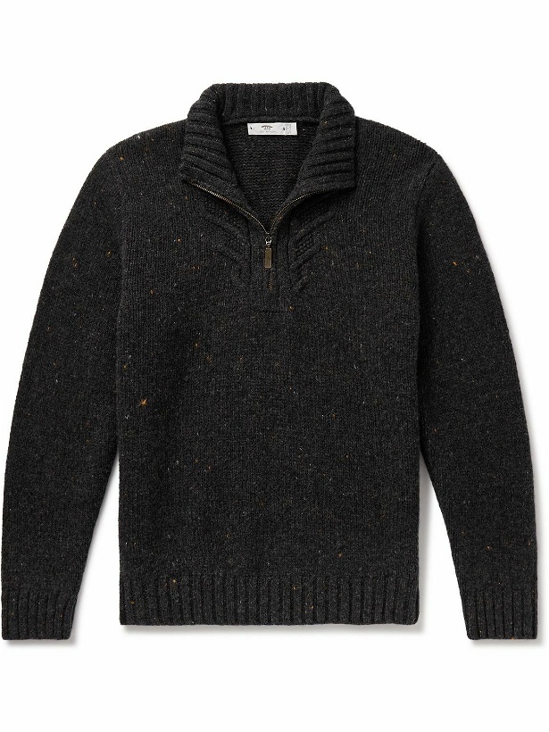 Photo: Inis Meáin - Rowan Donegal Merino Wool and Cashmere-Blend Half-Zip Sweater - Black