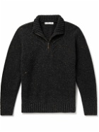 Inis Meáin - Rowan Donegal Merino Wool and Cashmere-Blend Half-Zip Sweater - Black
