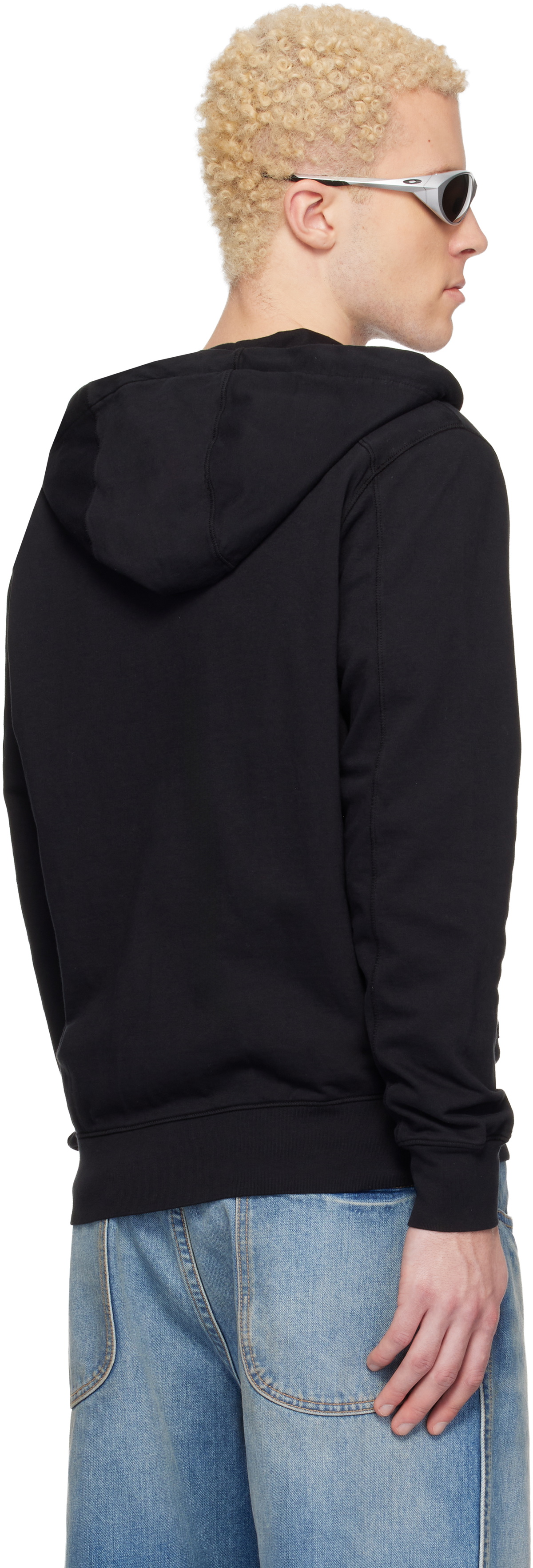 C.P. Company Black Light Fleece Zip Lens Hoodie