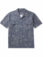 Monitaly - 50's Milano Camp-Collar Embroidered Cotton Shirt - Blue