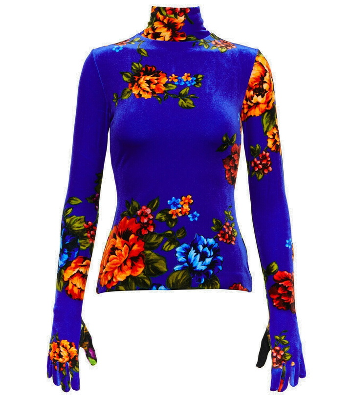 Photo: Vetements Floral velvet turtleneck top with gloves