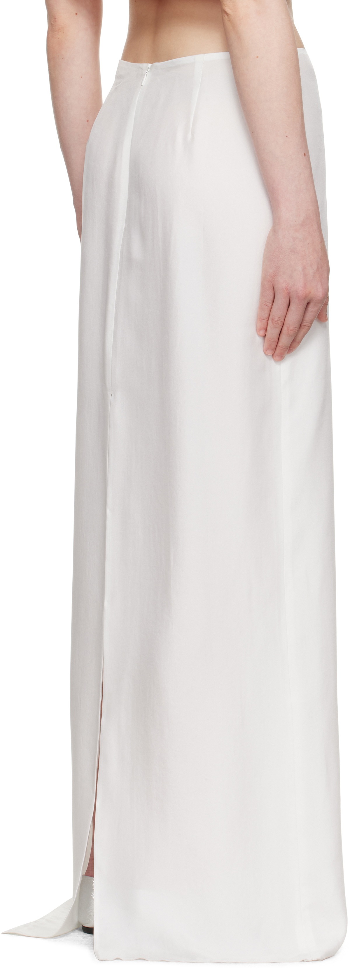 COLLEEN ALLEN White Silk Slip Maxi Skirt