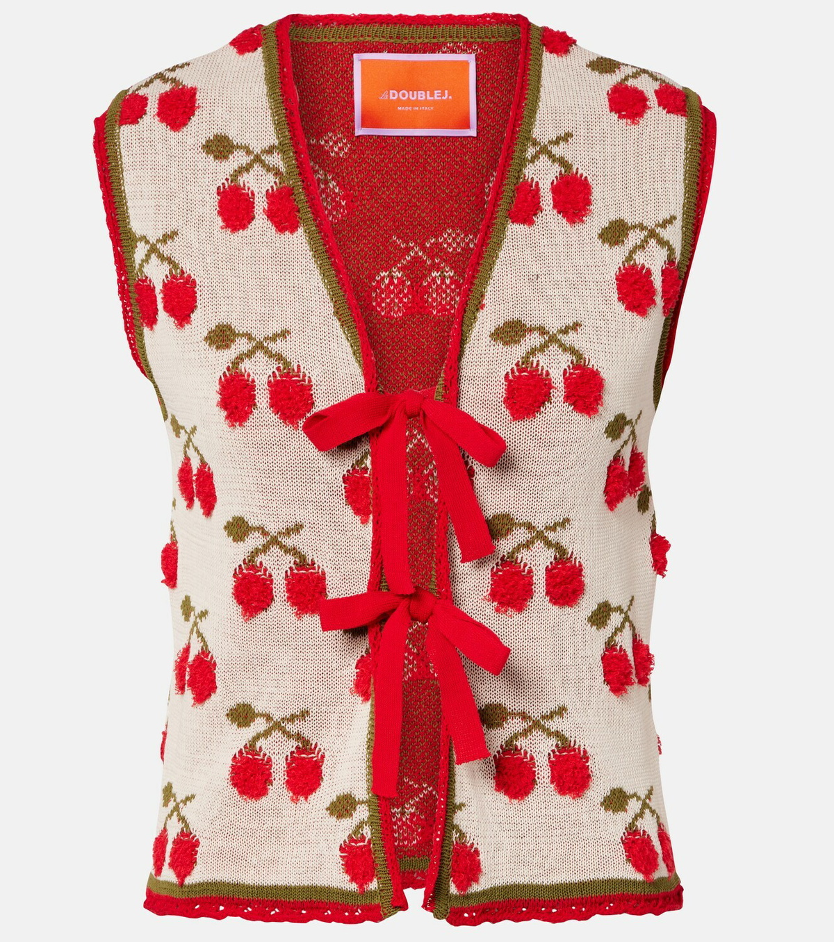La DoubleJ Cherry cotton-blend intarsia vest