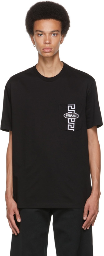 Photo: Versace Black Greca Chest Pocket T-Shirt