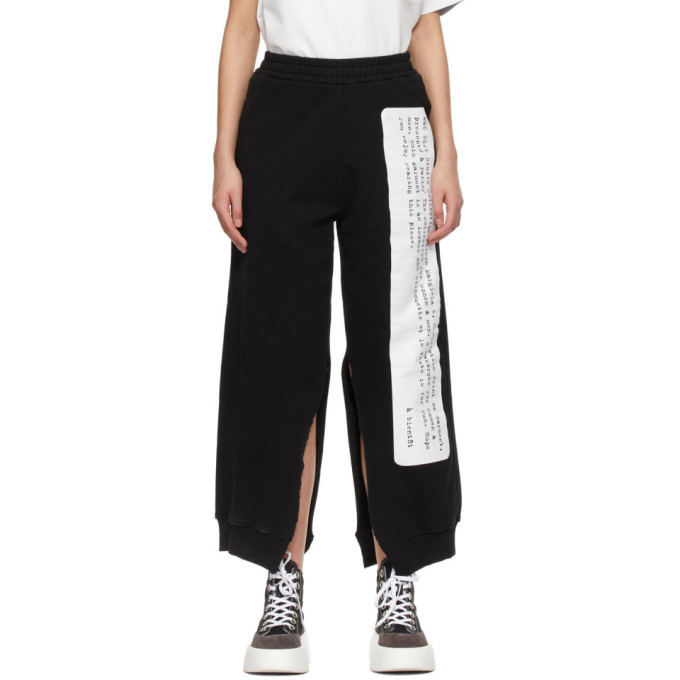 MM6 Maison Margiela Black Text Graphic Split Lounge Pants MM6