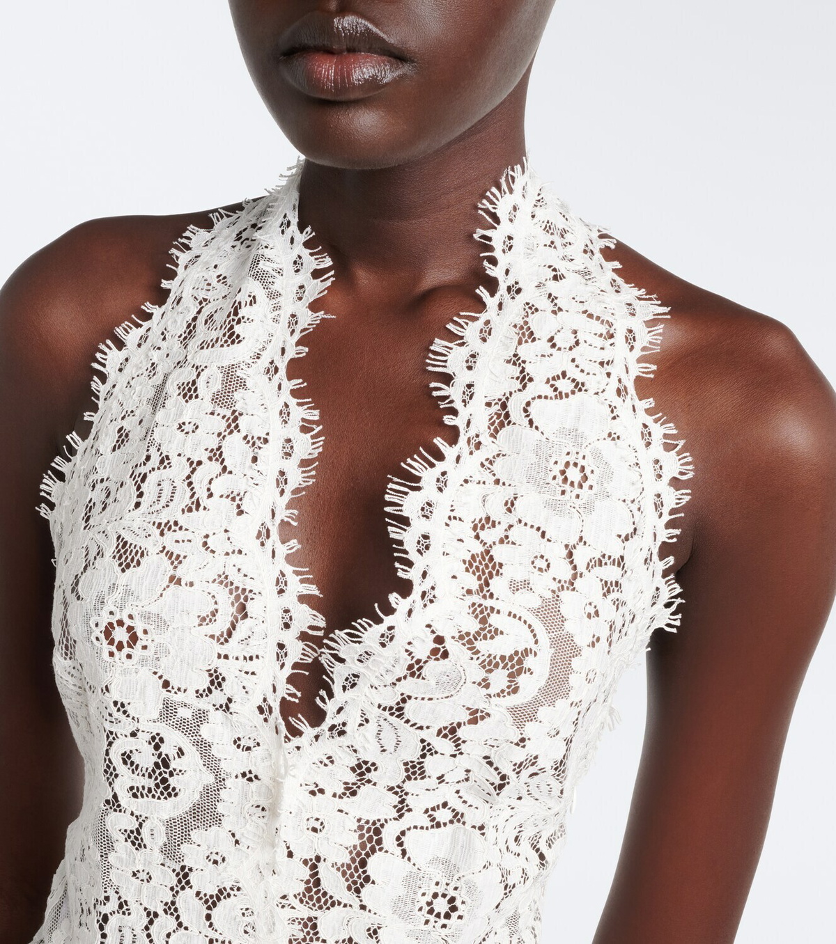 Stella McCartney Halterneck cotton-blend lace top