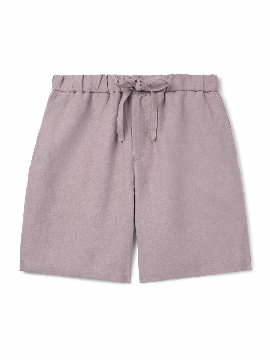 De Bonne Facture - Lounge Straight-Leg Linen Shorts - Purple