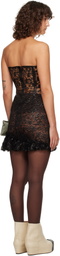 LAURA ANDRASCHKO Black Frilly Tube Minidress