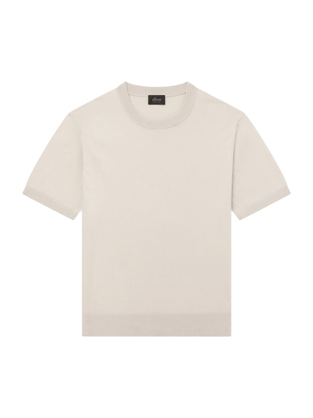 Photo: Brioni - Knitted Cotton T-Shirt - Neutrals