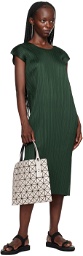 Pleats Please Issey Miyake Green Monthly Colors July Midi Dress