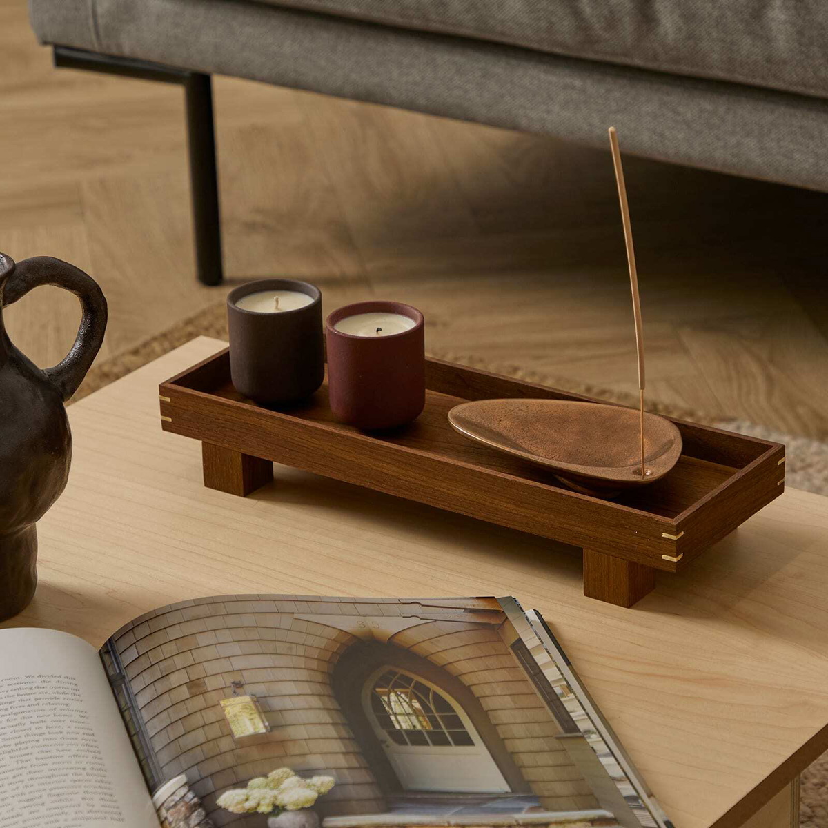 ferm LIVING Bon Wooden Tray - X Small in Smoked Oak 
