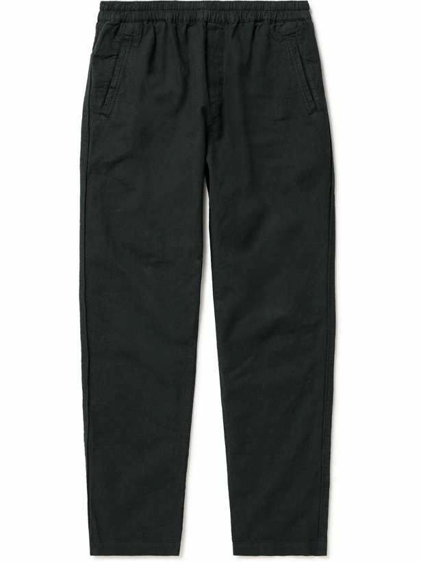 Photo: Folk - Tapered Linen and Cotton-Blend Drawstring Trousers - Black