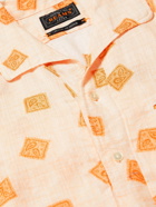 Beams Plus - Camp-Collar Printed Linen Shirt - Orange