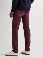 Canali - Slim-Fit Tapered Stretch-Cotton Jacquard Chinos - Burgundy