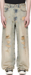 Kenzo Blue Kenzo Paris Turn Up Wide Fit Jeans