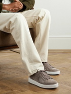 J.M. Weston - On Time Leather-Trimmed Suede Sneakers - Gray