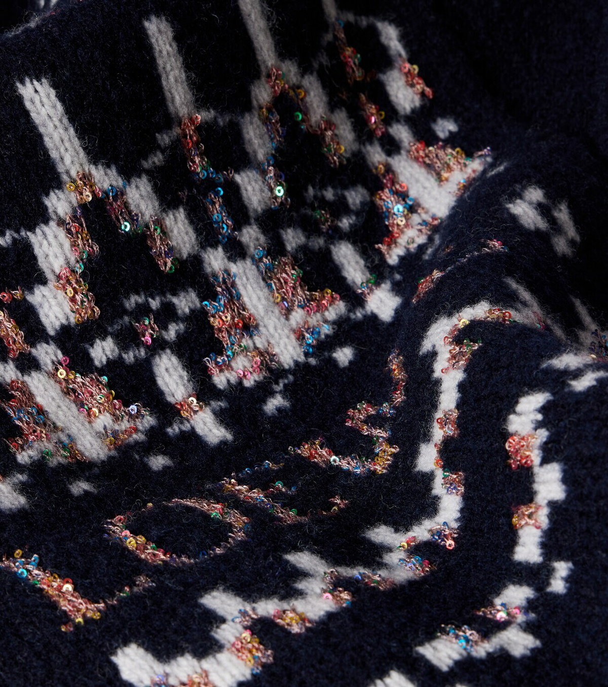 Loewe Logo sequined wool-blend jacquard scarf