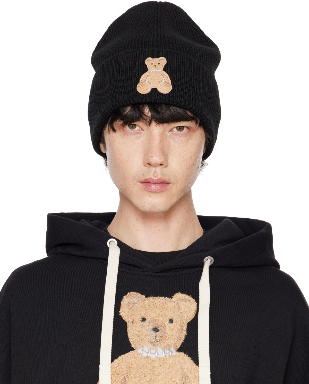 Palma Angels Teddy Bear Hat Bear In Mind Beanie in OFF WHITE - BROWN for Men | Palm Angels® main image 3
