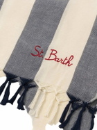 MC2 Saint Barth Light Cotton Beach Towel Fouta With Navy Blue Striped Print