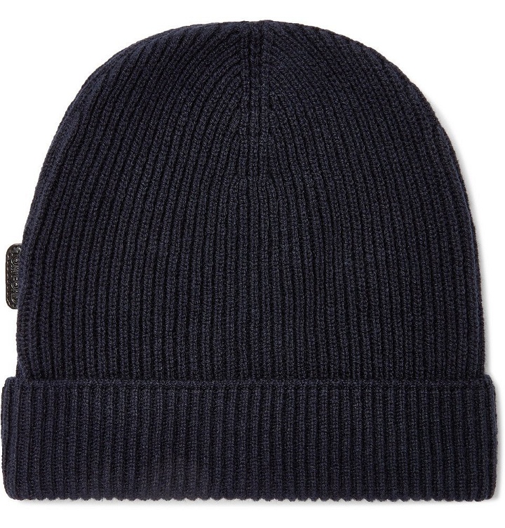 Photo: TOM FORD - Ribbed Cashmere Beanie - Blue
