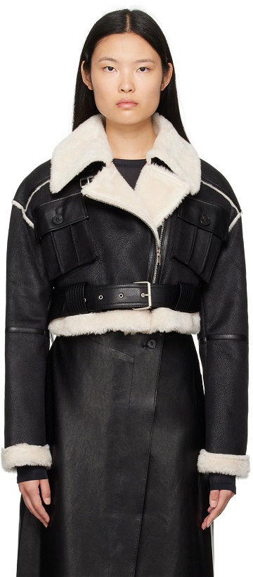 Photo: LVIR Black Paneled Faux-Leather Jacket