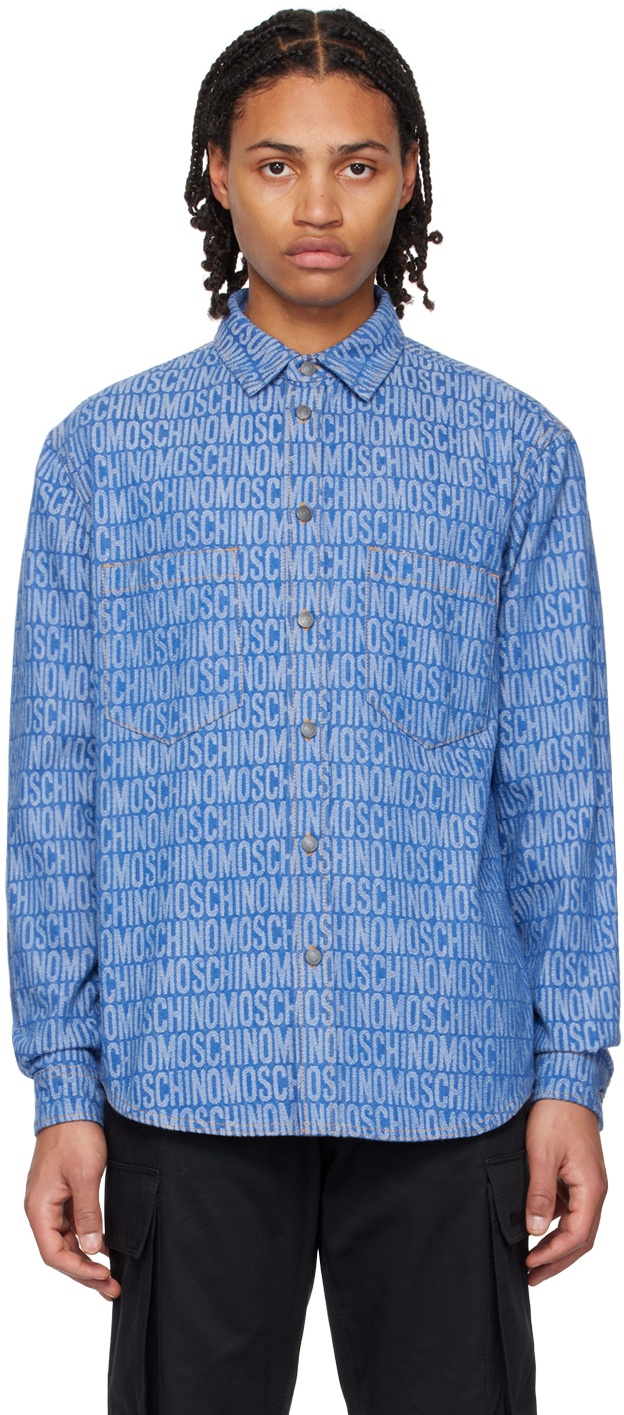 Moschino Blue Jacquard Denim Shirt Moschino