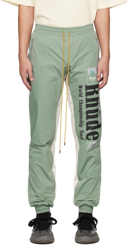 Photo: Rhude Green Mock-Fly Lounge Pants