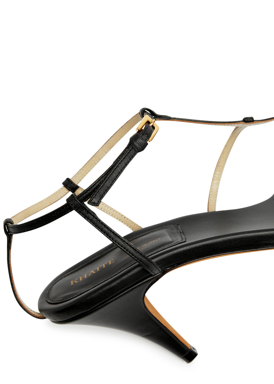 Khaite Jones 90 Leather Sandals Black Khaite