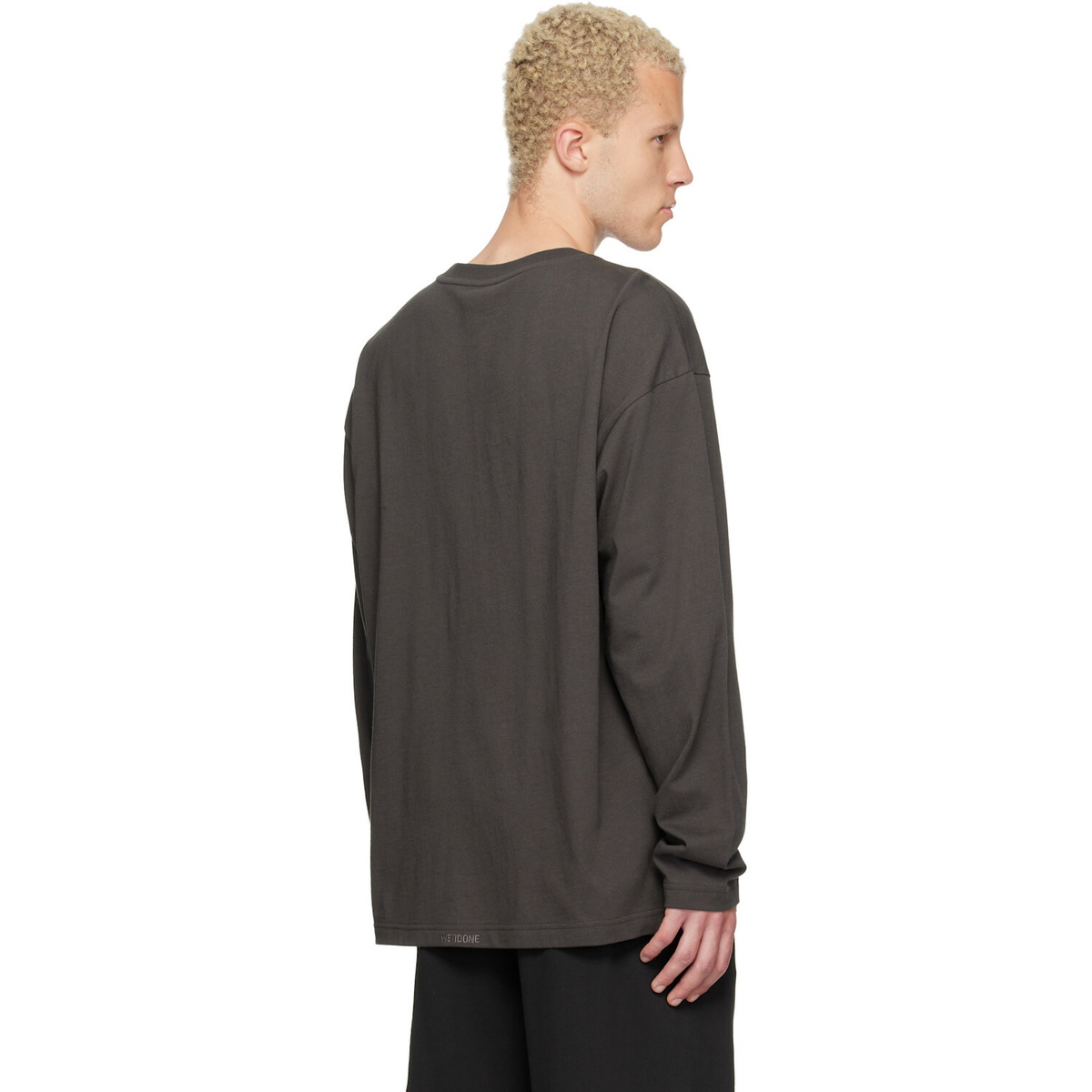 We11done Gray Gradient Logo Long-Sleeved T-shirt