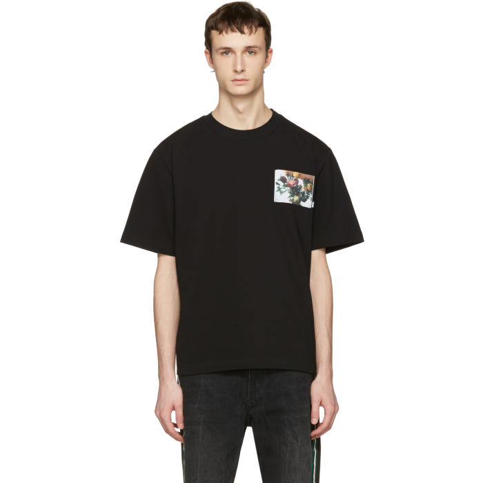 Photo: MSGM Black Floral Patch T-Shirt