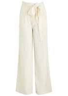 Sister Jane Polo Pearl Wide-leg Twill Trousers White