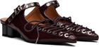 GANNI Burgundy Lace-Up Mule Heels