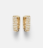 Stone and Strand Knife Edge Wide 14kt gold huggie earrings with diamonds