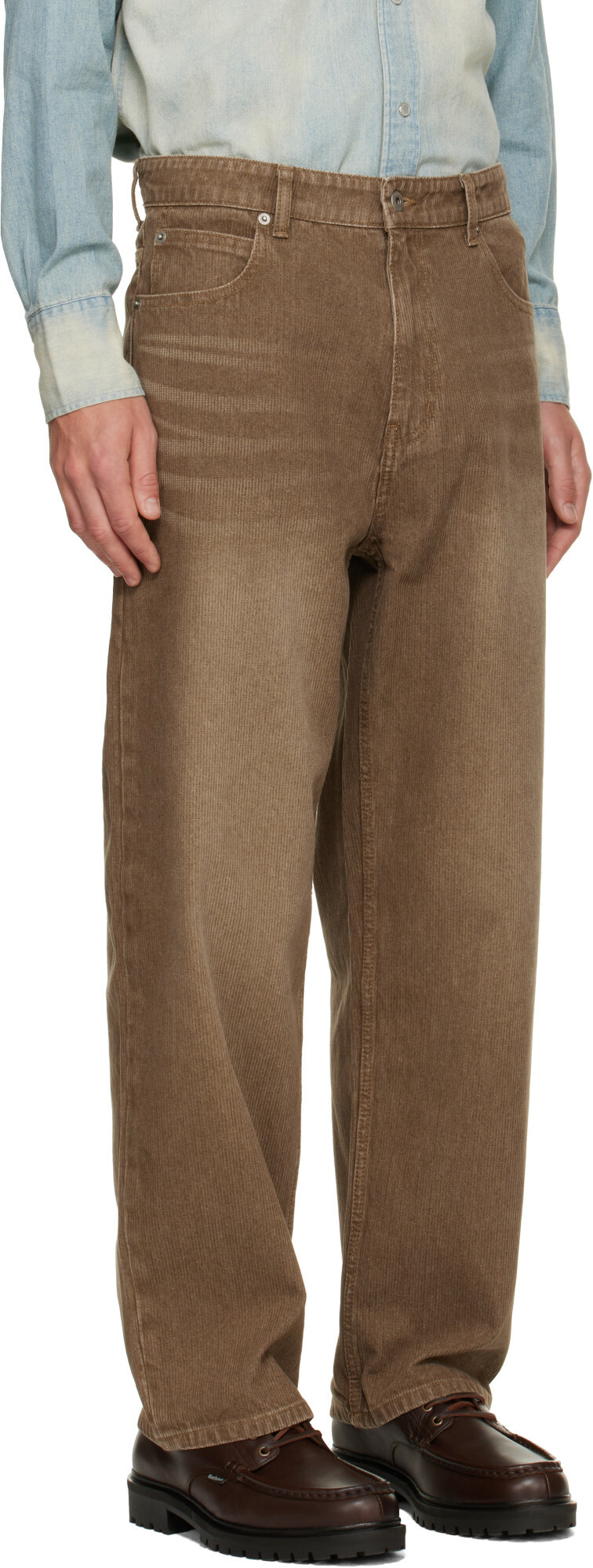 COOR Brown Brushed Rib Texture Jeans