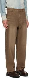 COOR Brown Brushed Rib Texture Jeans