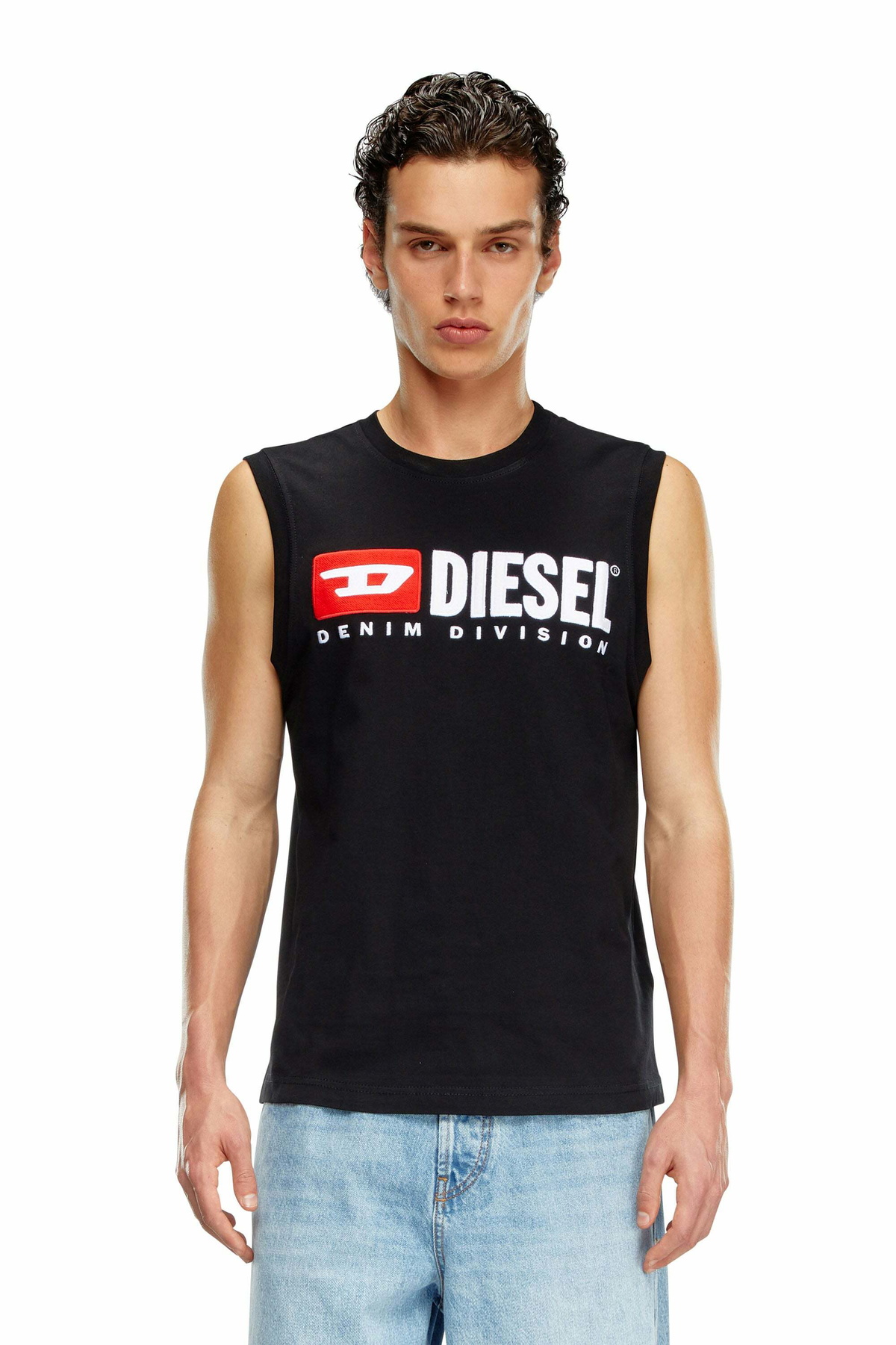 Diesel Tank top with chest logo print - T-Shirts Mens in Black