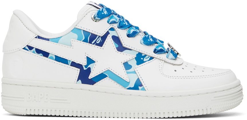 BAPE White & Blue STA Icon ABC Camo Sneakers A Bathing Ape