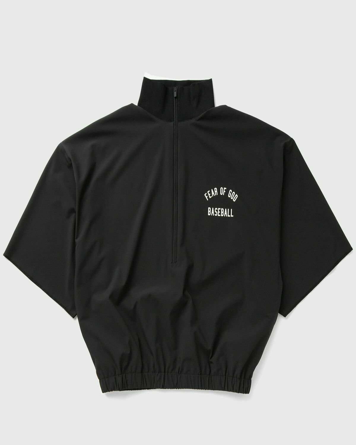 Fear of God Essentials MLB 3/4 SLEEVE HALF ZIP JACKET Black Mens Half-Zip